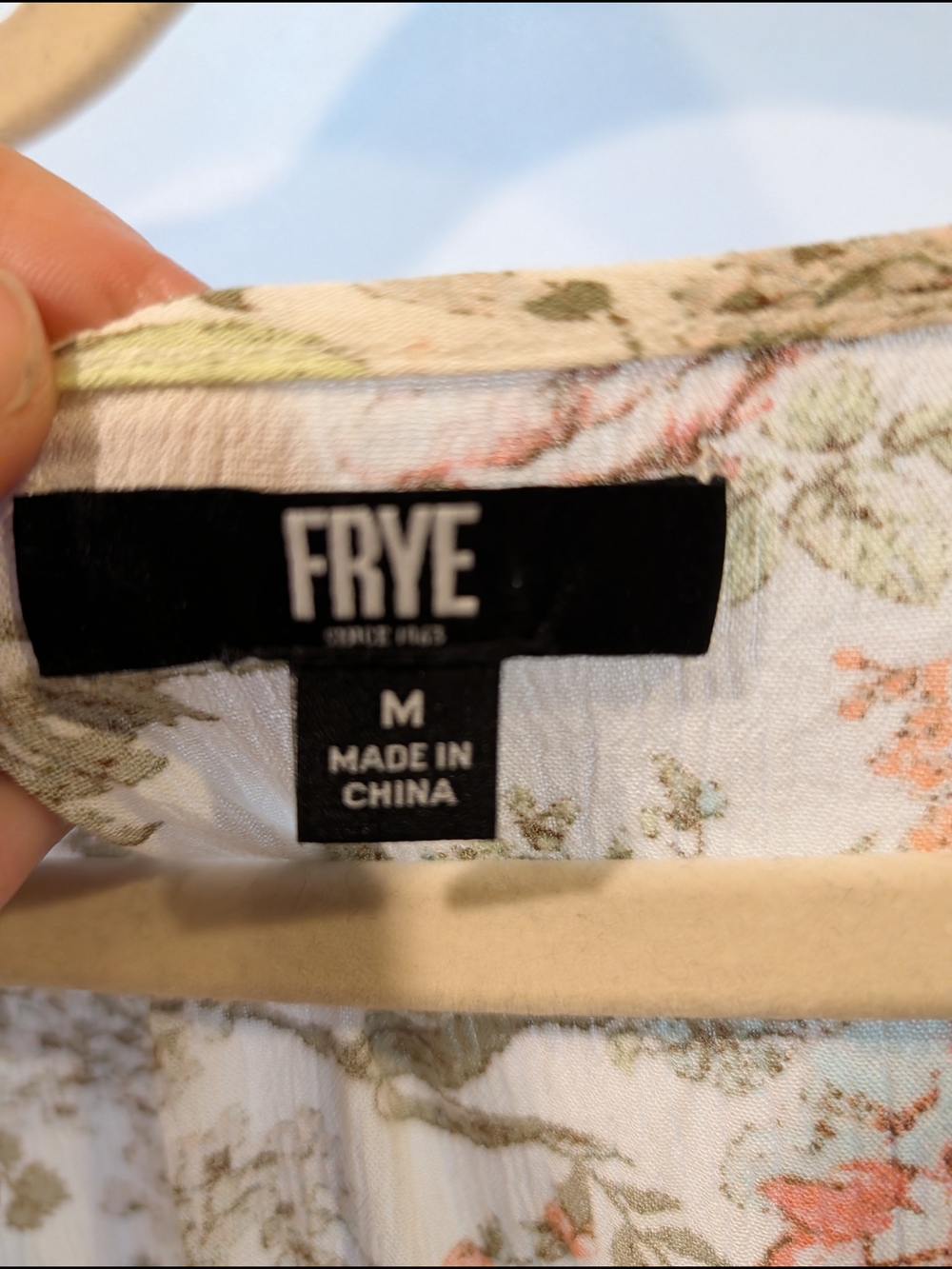 Frye Cream Maxi Dress with Green and Peach Floral Pattern - Picture 3 of 9